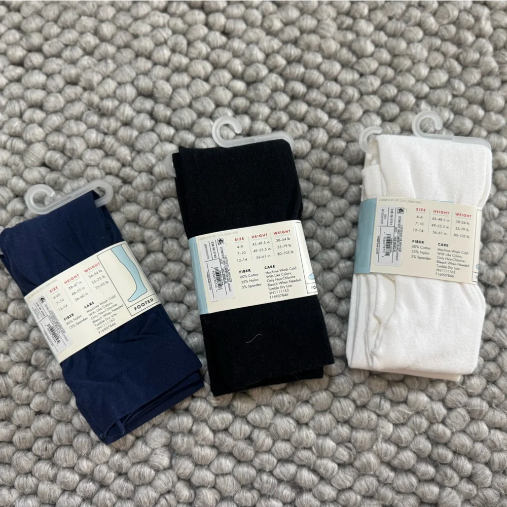 Kids Tights- White, Black, and Blue Size 12/14